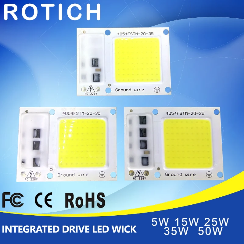 

LED COB Lamp Chip 5W 15W 25W 35W 50W 220V Input Smart IC Driver Fit For DIY LED Floodlight Spotlight Cold White Warm White