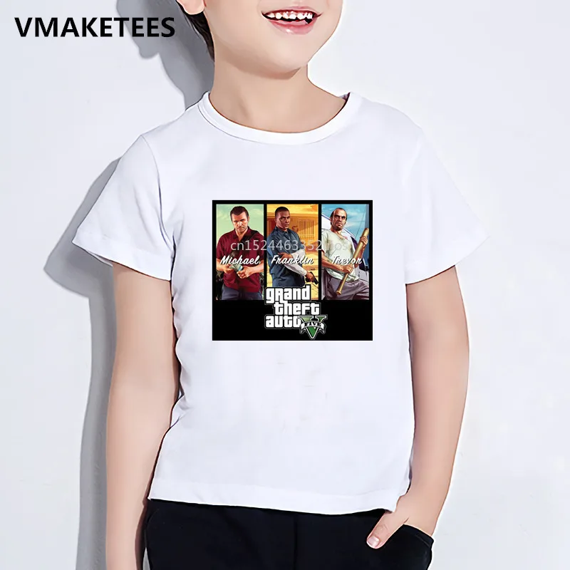 Детская летняя футболка для мальчиков и девочек детская длинная футболка с принтом GTA Street Fight модная классная повседневная одежда для малышей HKP2180