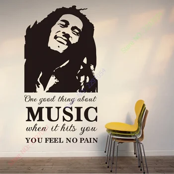 

Free shipping large size 57x107cm one good thing about music Bob Marley Vinyl Wall Decal removable wall stickers