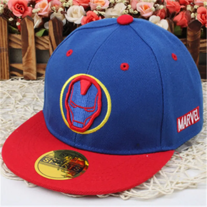 Iron Man logo Marvel children's embroidery hip hop hat men and women spring summer autumn visor children baseball cap | Аксессуары