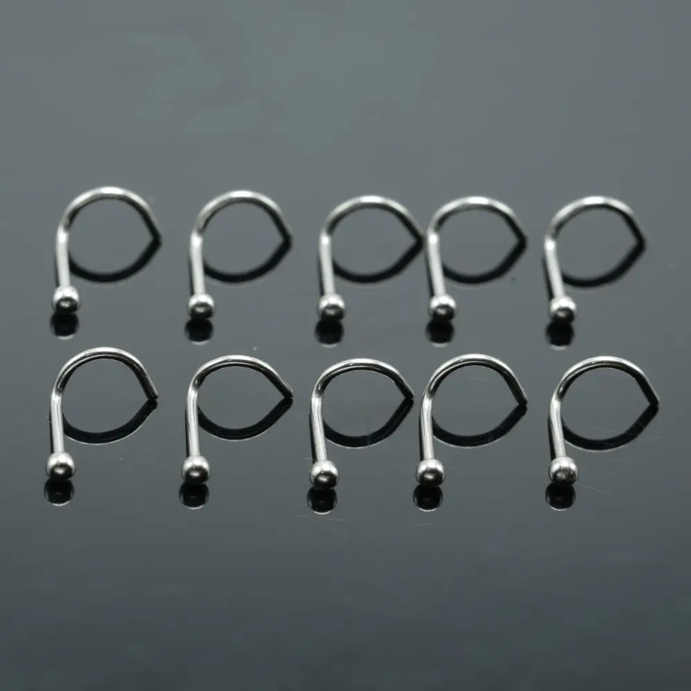 10pcs Fashion Small Nose Rings Sexy Nose Studs Silver Surgical Stainless Steel 0.6mm Body Piercing Jewelry For Girl Anti-allergy4