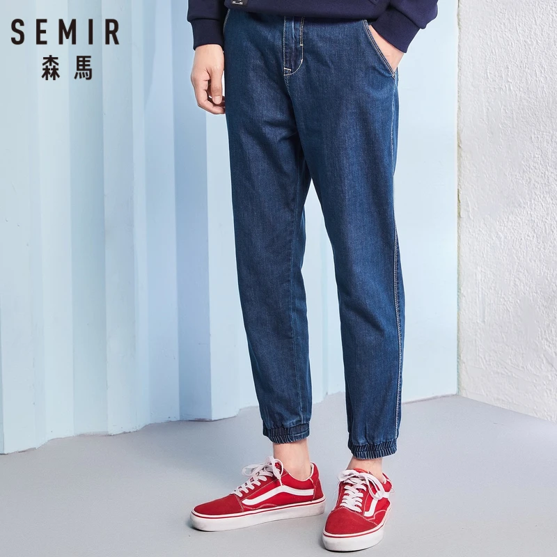 SEMIR Men Cropped Jeans Washed Denim with Side Pocket Men's Slim Fit