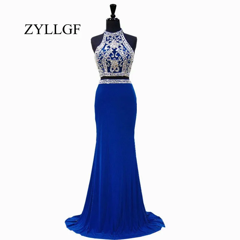 ZYLLGF Long Wedding Party Dresses 2018 Mermaid High Neck Beaded