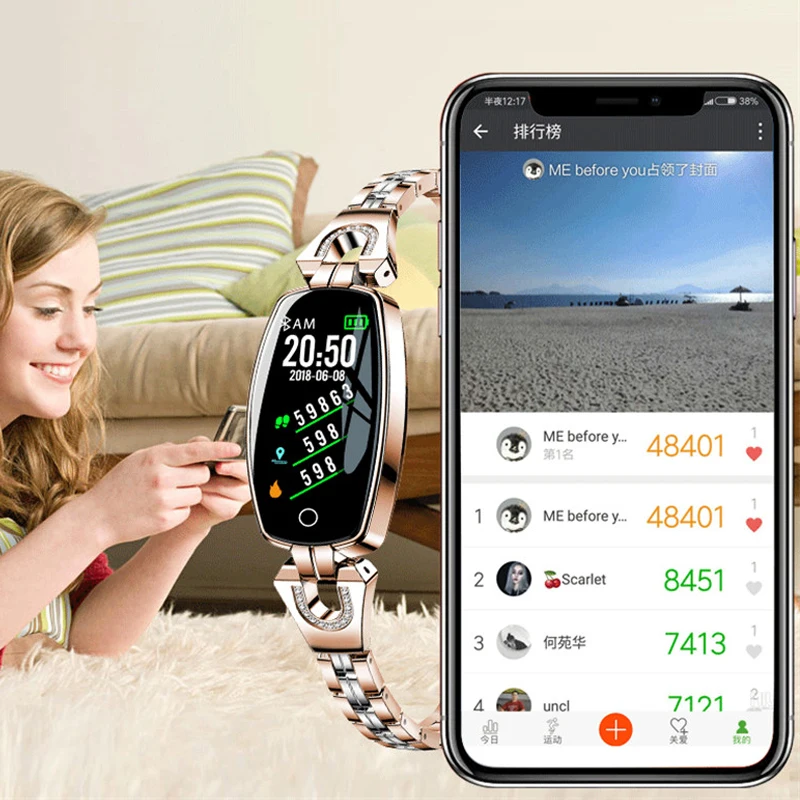 H8 IP67 Водонепроницаемый умный браслет женский монитор сердечного ритма во время сна кровяное давление, умные часы для IOS Android Smartbands