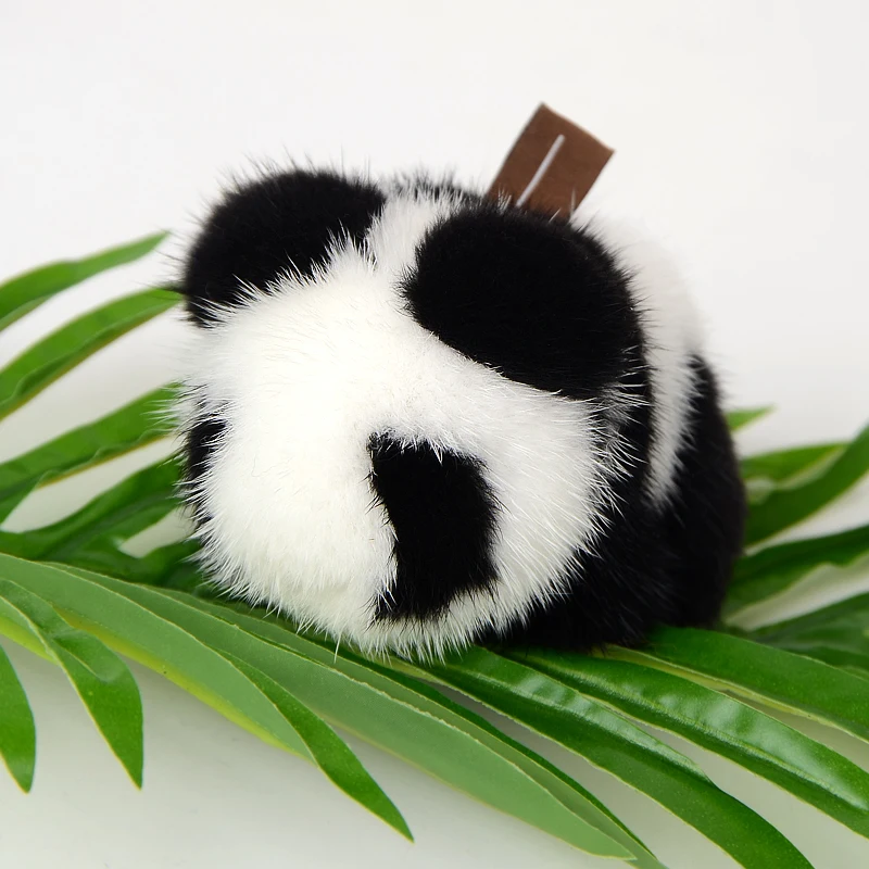 Подлинная Мода из мягкой натуральной норки меховой брелок Panda кольцо подарок