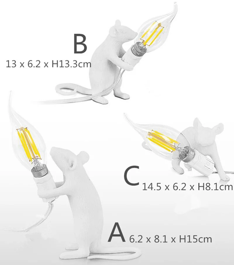 Wongshi маленький стол с мышкой лампы Промышленные Ретро животные искусство мышь Настольные светильники спальня кафе бар украшение стола освещение