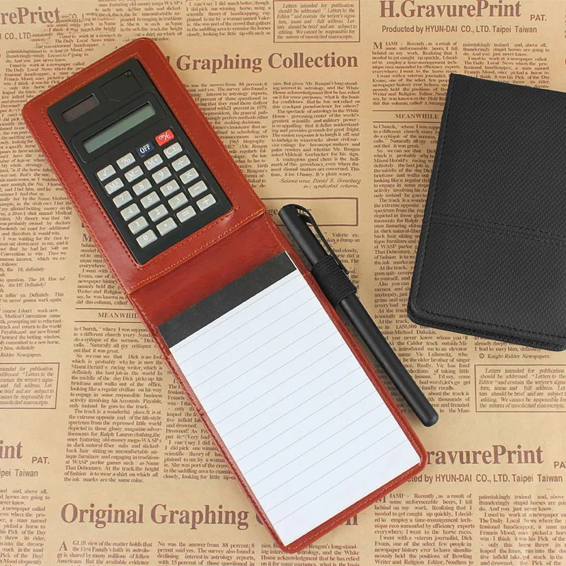 RuiZe Creative PU Leather Diary A7 Planner Multifunction Pocket Mini Notebook with Calculator For School Office