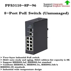 Оригинальный бренд PFS3110-8P-96 неуправляемый двухслойный Промышленный Переключатель Поддержка IEEE802.3af, IEEE802.3at Стандартный PFS3110-8P-96