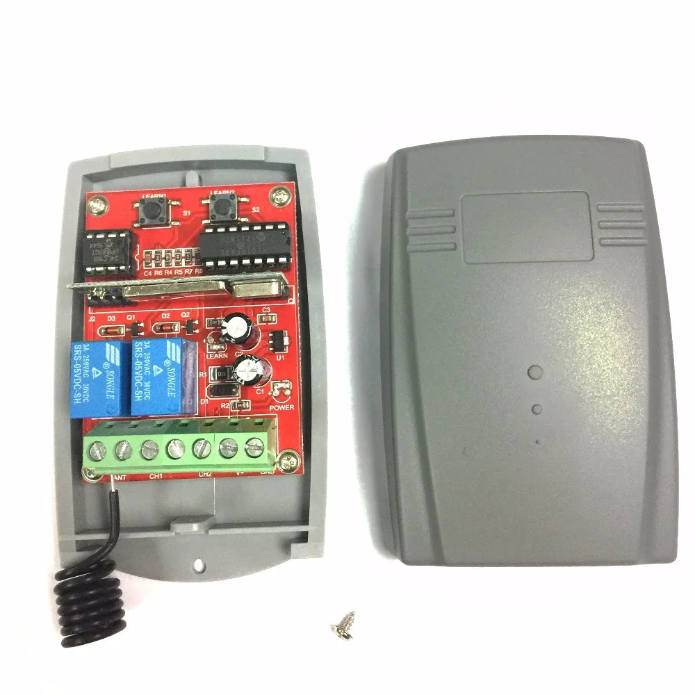 

2pcs Free Shipping Universal 2 channel Wireless Garage Door 433MHZ DC12V/24V Rolling Code Receiver free shipping