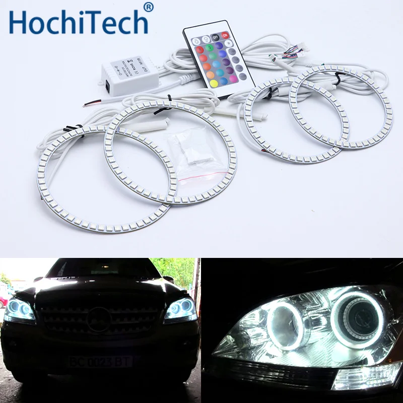 

For Mercedes Benz M Class W164 ML320 ML350 ML500 ML63 AMG 2006 2007 Multi-color Led Angel Eyes RGB Halo Rings Daytime Light DRL
