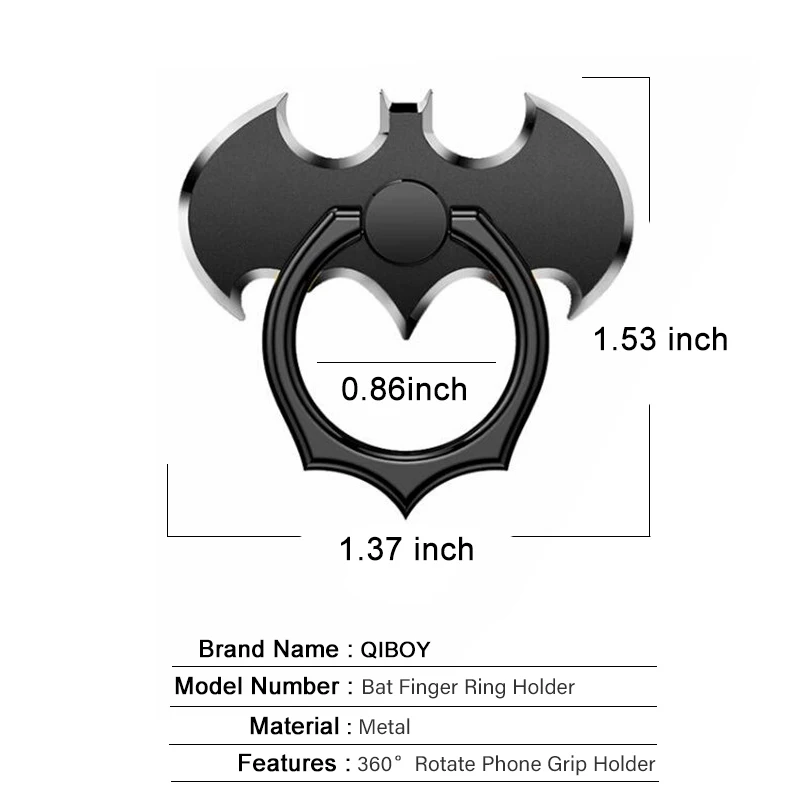 Бэтмен палец кольцо мобильный сотовый телефон Настольный держатель для iPhone X samsung летучая мышь металлический смартфон на 360 градусов вращающийся стол стенд