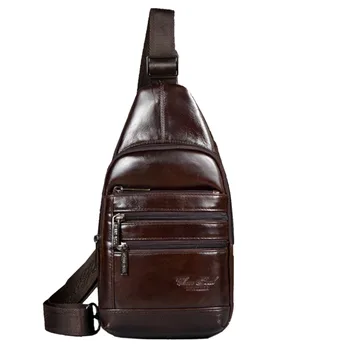 

New Men Genuine leather Real First Layer Cowhide Travel Messenger Shoulder Sling Day Pack Chest Bag