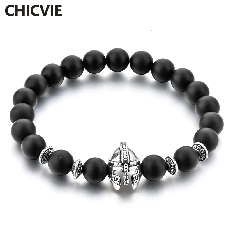 

CHICVIE Black Helmet Men Natural Stone Charms Personalized Bracelets & Bangles Bead For Women Jewelry Making Bracelet SBR180074
