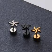 Персонализированные ветряные мельницы пластиковые круглые белые черные золотые титановые стальные мужские винтовые(пирсинг) серьги-гвоздики