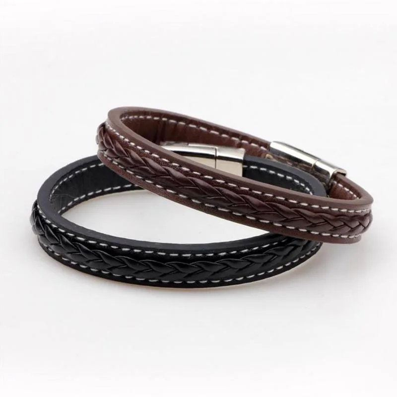 ZG Модные мужские браслеты из натуральной кожи в стиле панк, высококачественные кожаные браслеты, мужские ювелирные изделия в 2 цветах