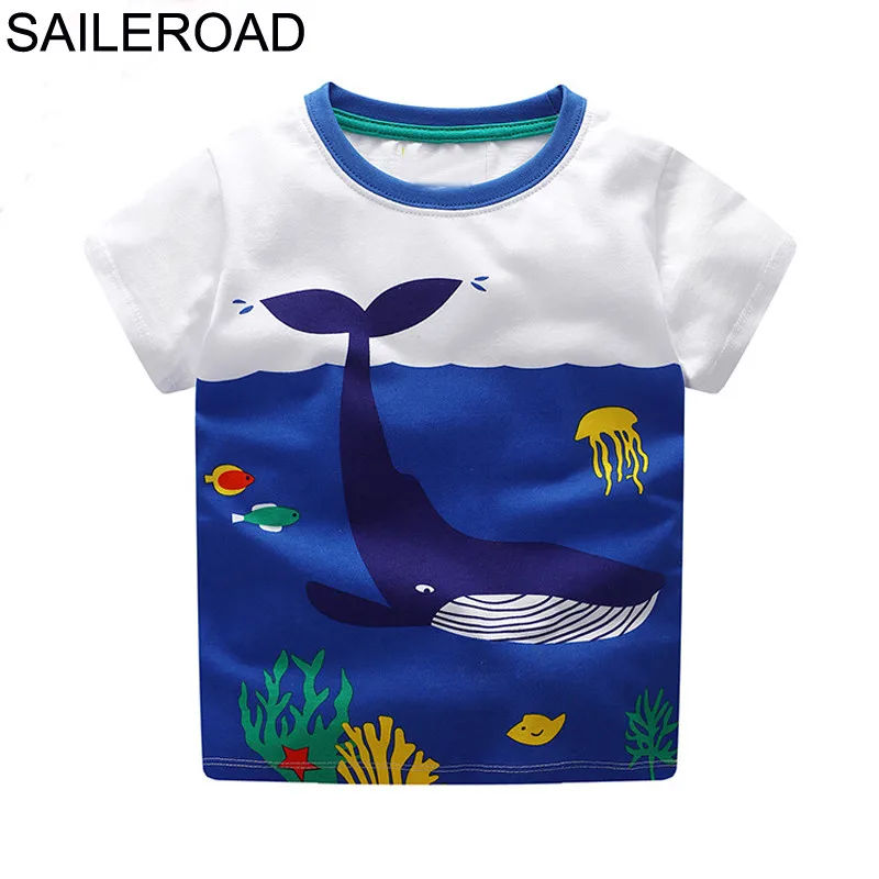 SAILEROAD 2-7Years Мультфильм Китовый Принт Дети Мальчики Футболка С Коротким Рукавом Для Летнего Младенца Дети Мальчики Топы Тис Одежда