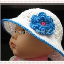 Вязаные Детские Клош шапочка летняя шляпа с Большой розы