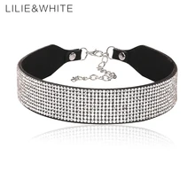 Negro gothic choker collar joyería del rhinestone mujeres de los amantes simples joyería rhinestone choker collar choker hh