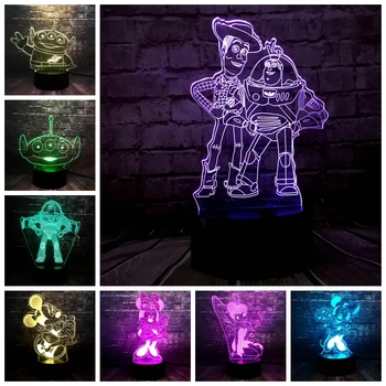 

Drop Shipping New Cartoon Mickey Minnie Mouse Alien Nikolay Onischenko Toy Store LED USB 7 Color RGB Decor Night Light Kids Gift