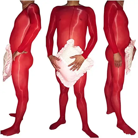 Men Bodysuit Jumpsuit Closed Crotch Bodyhose Men's Bodystocking With Penis Cover Sexy Body Nylon Bodysuit Opened/Closed Penis Sleeve Pantyhose