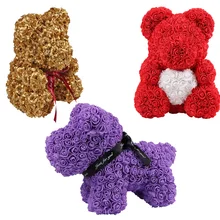 17 Новинка Мягкие сохраненные вечные Цветы Роза медведь собачьемыло искусственные шелковые цветы День Святого Валентина креативный подарок свадьба