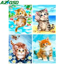 AZQSD алмазная живопись полная квадратная Алмазная вышивка кошка животные картина Стразы Алмазная мозаика полный Дисплей Настенный декор