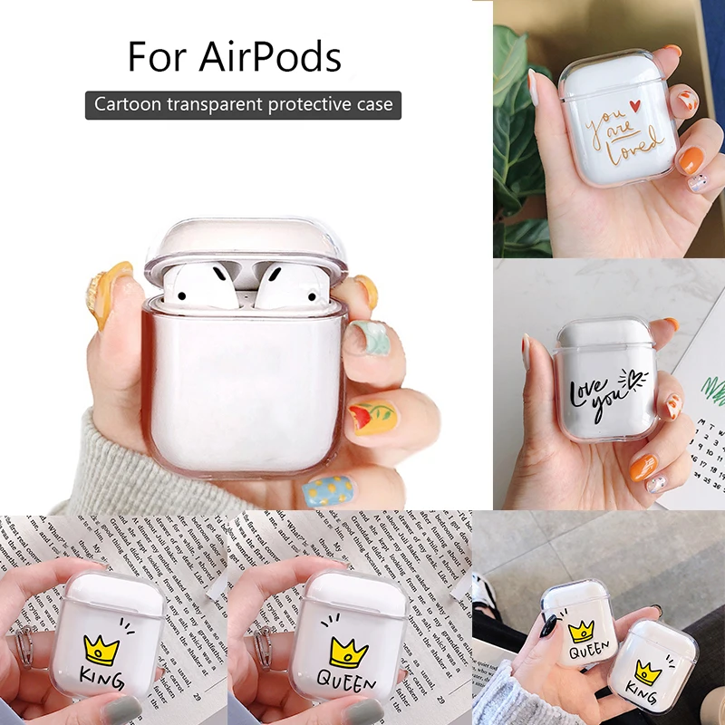 

Luxury Headphone Accessories Cases for Airpods 1 2 Clear Bluetooth Headset Earphone Transparent Hard Case White Skin Bag Cover