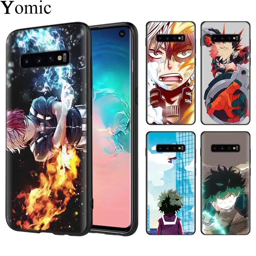 

Boku no My Hero Academia Black Phone Cases for Samsung Galaxy S10 S10e S7 S8 S9 S10 Plus S7edge Note 9 8 Soft Case Cover