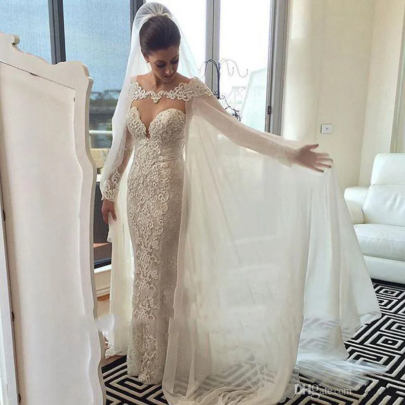 

New Bridal Wraps White Ivory Lace Chiffon Wraps Appliques Lace Wedding Custom Made Jacket Cloak Bridal Dress's Cape Jackets