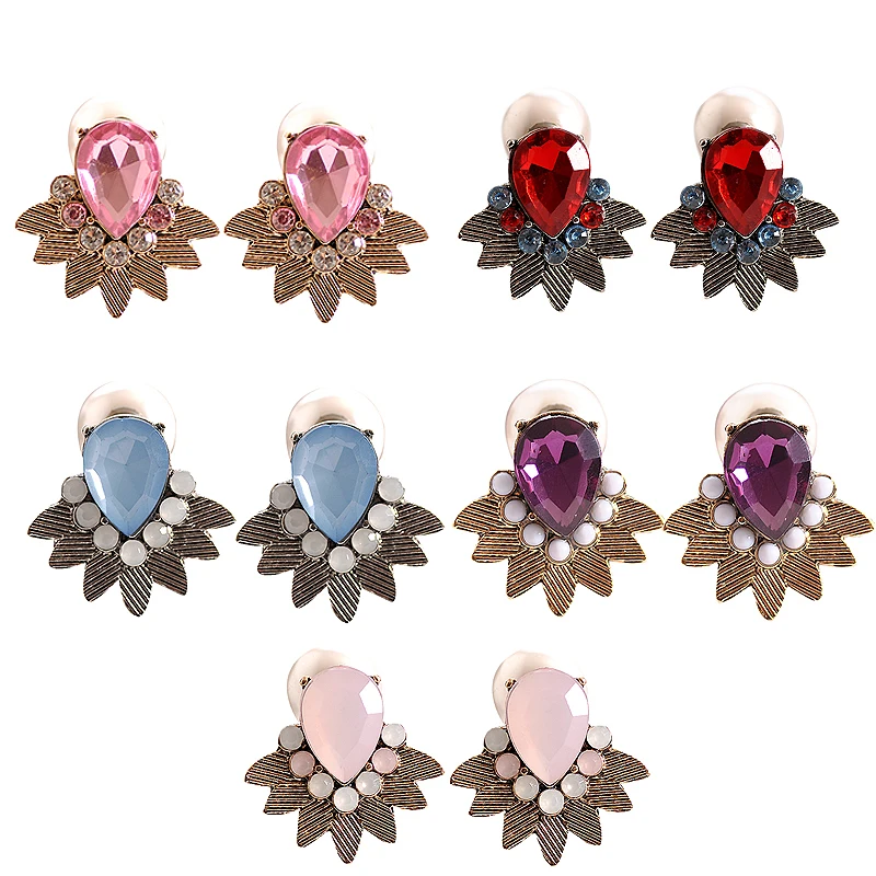 

Hot new fashion, women female jewelry, girls birthday party Ear Studs, beautiful red green purple earrings, agency shipping