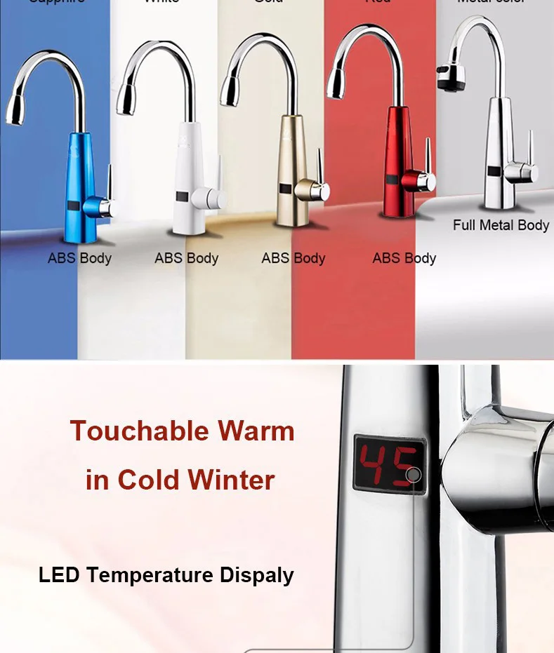 GWAI Кухня Touch кран Электрический кран Musluk Мгновенный водонагреватель горячей холодной краны 1 секунды до 30 градусов с Керамика отопление