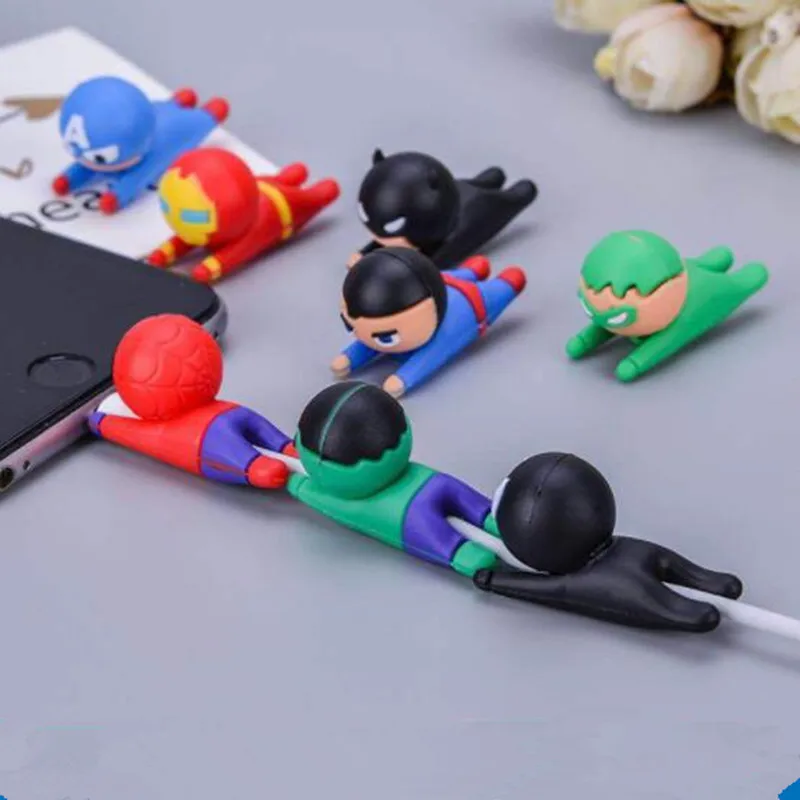 

Cartoon Marvel Figure Cable Protector For Apple Data Line Cover Iron Man Spider-Man USB Charger Data Cable Protector