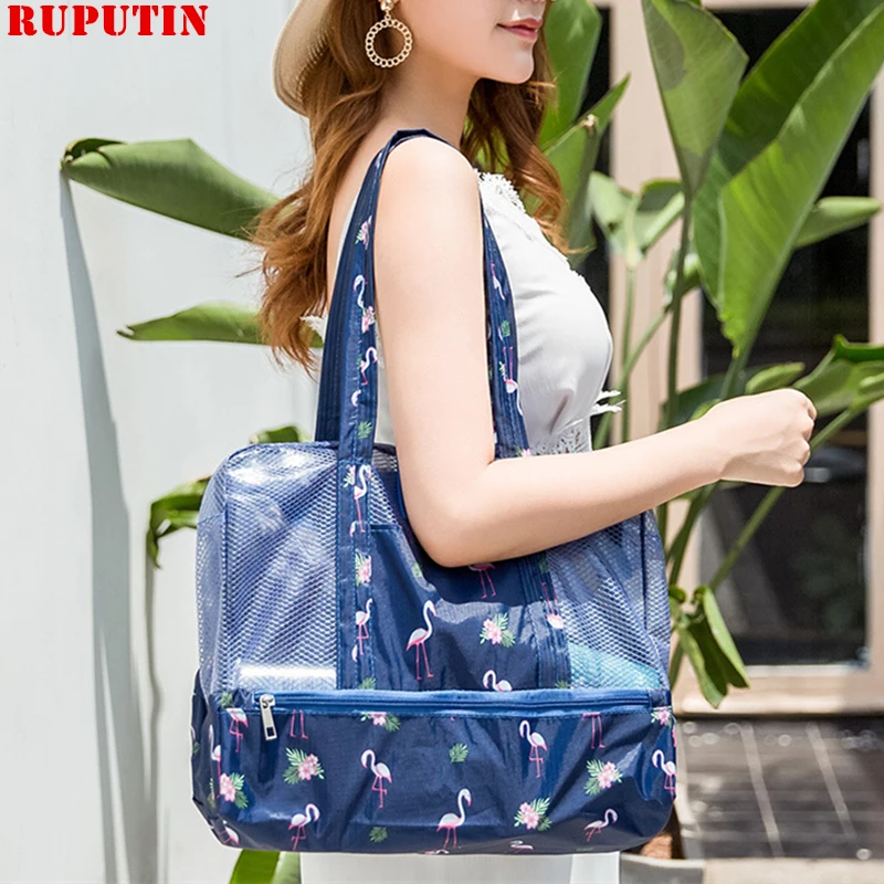

RUPUTIN Women Wet And Dry Separation Swimming Bag Swimwear Pool Beach Sack Collection Bags Storage Clothes Organizer Travel Bag