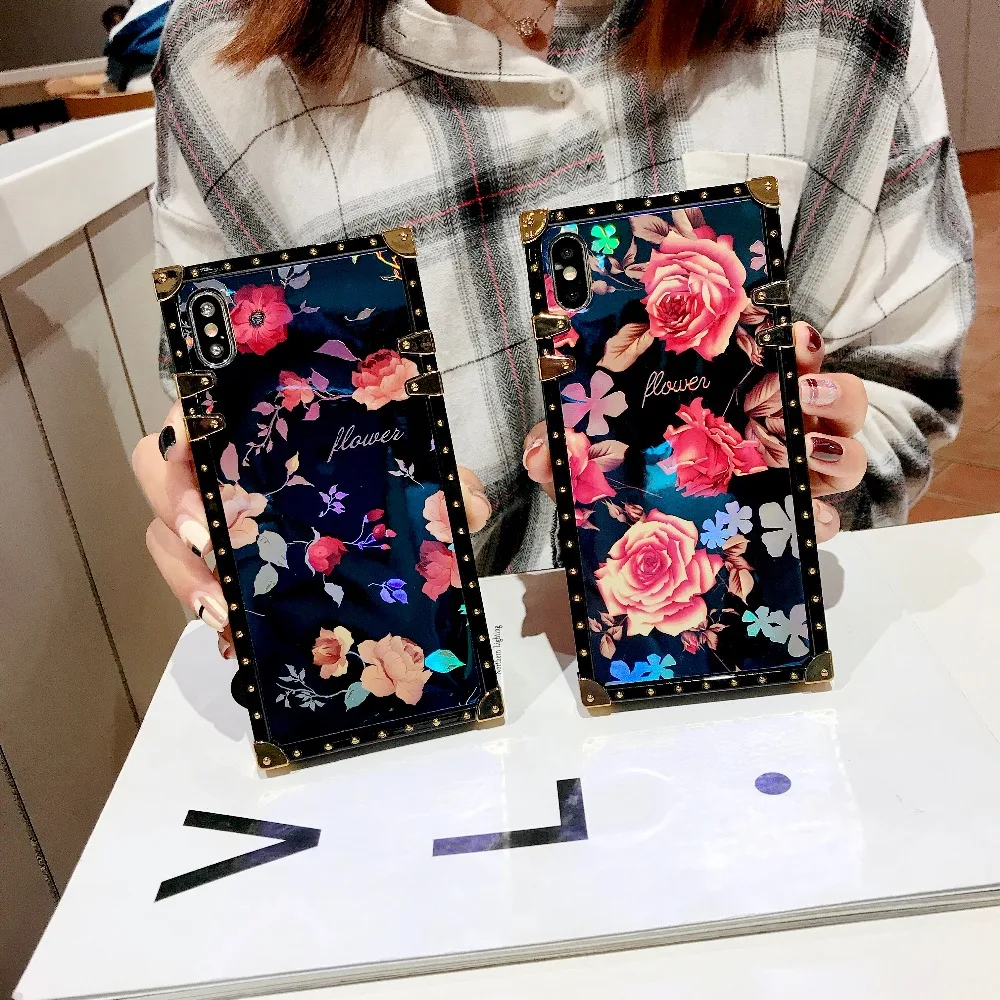 ORYKSZ Роскошные цветы металлик ювелирное глянцевый чехол для iPhone XS MAX XR X 8 7 6 S плюс