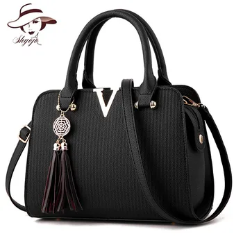 

Luxury High Quality V Letter Ladies Shoulder Crossbody Bag Women Messenger Handbag Striped Tassel PU Leather Female Bolsos Mujer