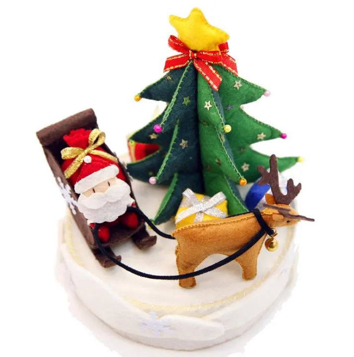 Войлок diy ремесло креативный торт шерстяной войлок с музыкальной коробкой Рождественская декоративная ткань торт подарок ручной работы нетканый набор для валяния