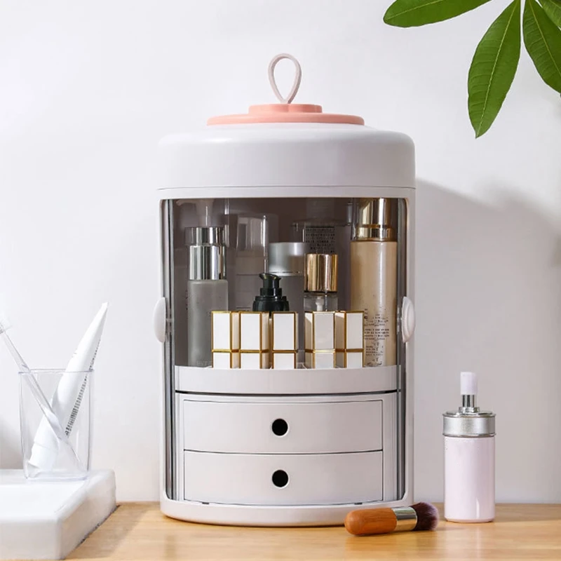  Waterproof Makeup Organizer Acrylic Cosmetic Storage Box Detachable Desktop Organizer Transparent D