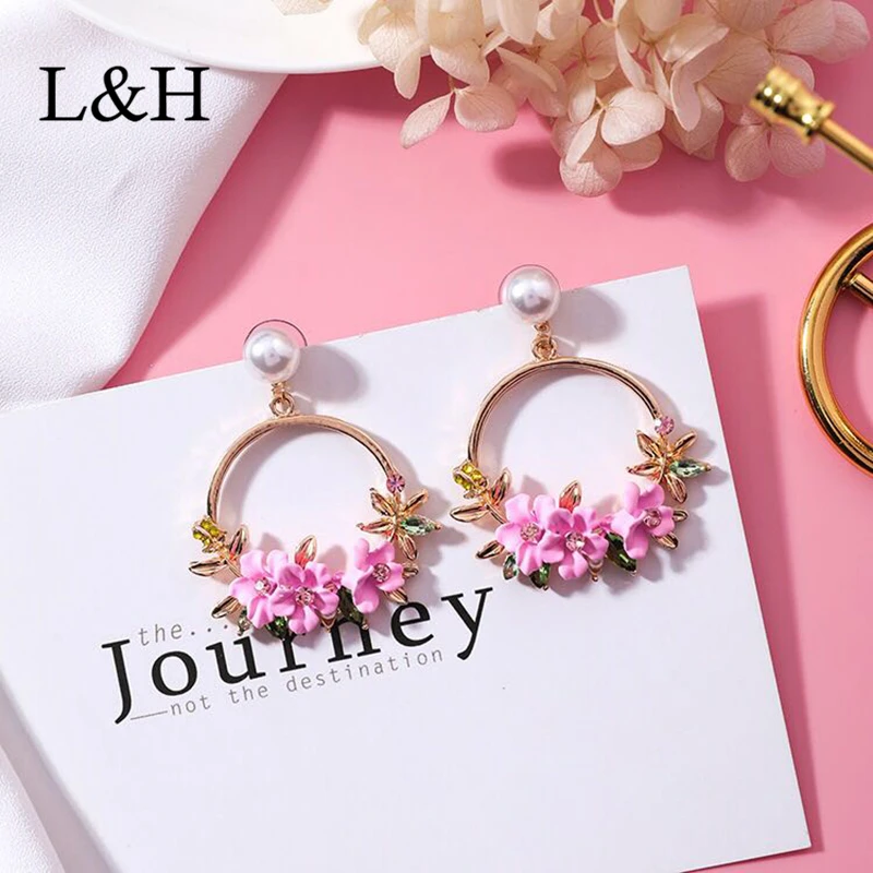 L &amp H 2018 женские модные серьги Висячие романтические подвеска с искусственным