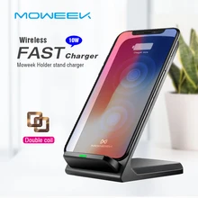 Moweek Qi Беспроводное зарядное устройство для iPhone XS Max XR X 8 Быстрый Держатель подставка Беспроводное зарядное устройство для samsung S9 S8 Note 8 Xiaomi mix 2s