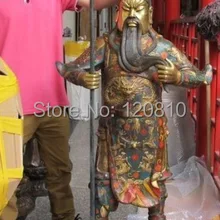 Китай Народная Классический Перегородчатые бронзовый Дракон Гуань Гун воин Статуя