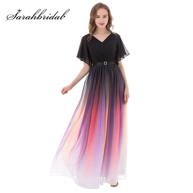 multicolor evening gown