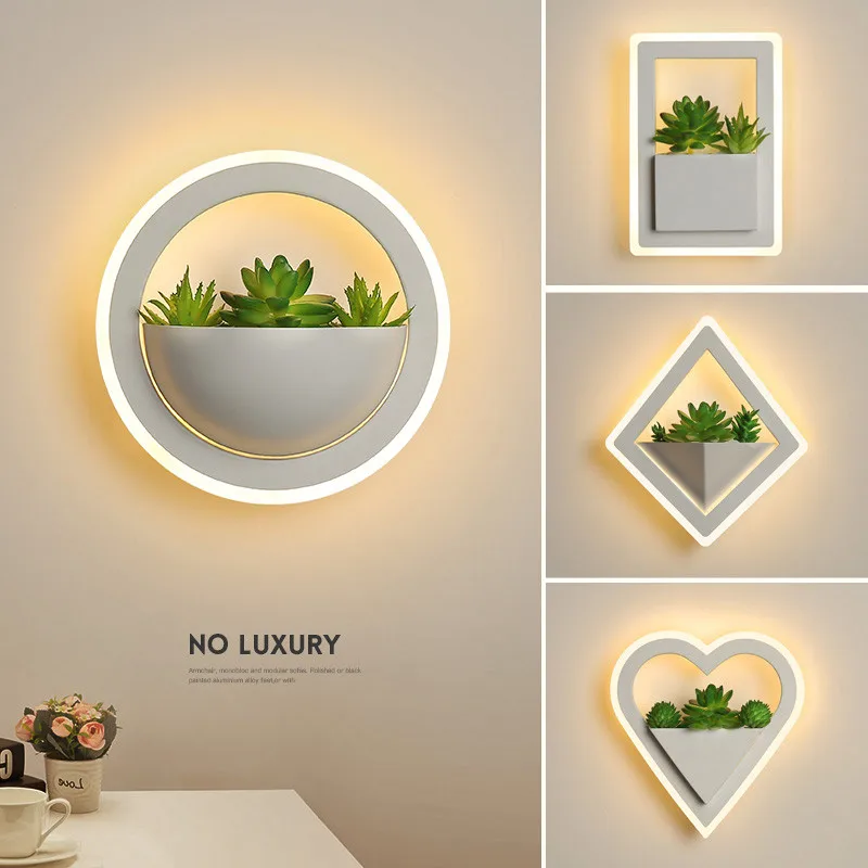 Современный светодиодный настенный светильник для гостиной, спальни, прикроватный светильник для коридора, прохода для балкона для одежды, декоративная художественная настенная лампа для растений