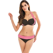 FLYBAZZZ Sexy Patchwork Halter Women Swimwear Bikini Set Summer Push Up Swimsuit Padded Bandage Women's Swimming Suit Beachwear FLYBAZZZ Sexy Patchwork Halter Women Swimwear Bikini Set Summer Push Up Swimsuit Padded Bandage Women's Swimming Suit Beachwear
