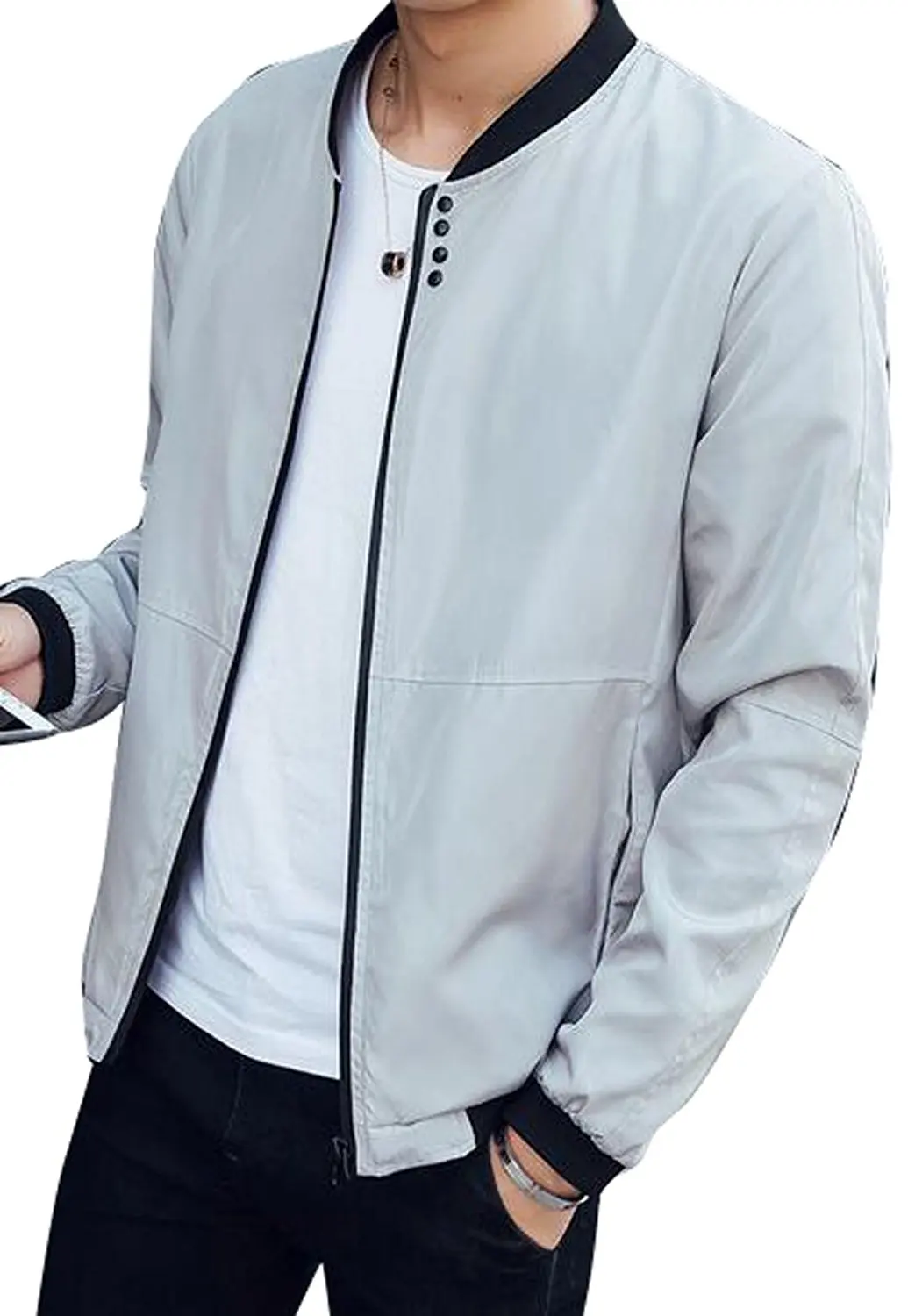 Mens Casual Lightweight Slim Windbreaker Baseball Jacket Coatin