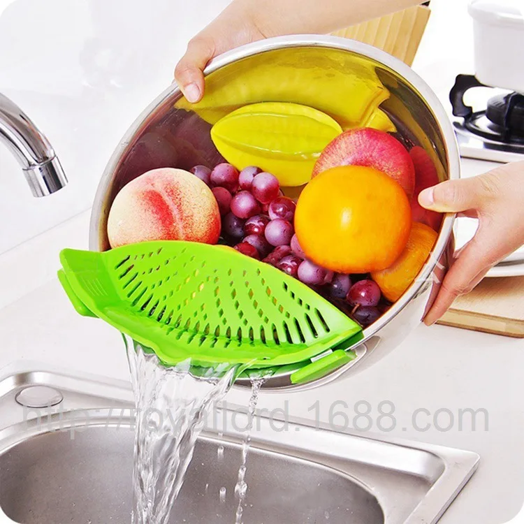 Silicone Pot Pan Bowl Funnel Strainer Kitchen Rice Washing Colander Kitchen Accessories Drain Pot Home Creative Noodle Filter