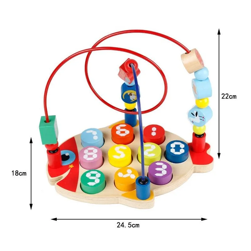 Деревянная головоломка с бусинами горки Развивающие игрушки для детей, цифровое сопряжение когнитивные игрушки деревянные игрушки