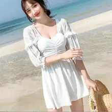 Женский купальник купальный костюм Купальник Цельный юбка для Серфинга Размер пуш-ап длинный рукав однотонный полиэстер Sierra Surfer