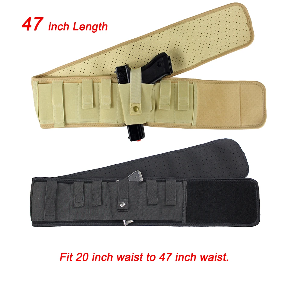 

Concealed Carry Waistband Holster Pistol Gun Pouch Ultra-Comfort Elite Duty Ambidextrous Belly Band Holster fit 47 inch waist