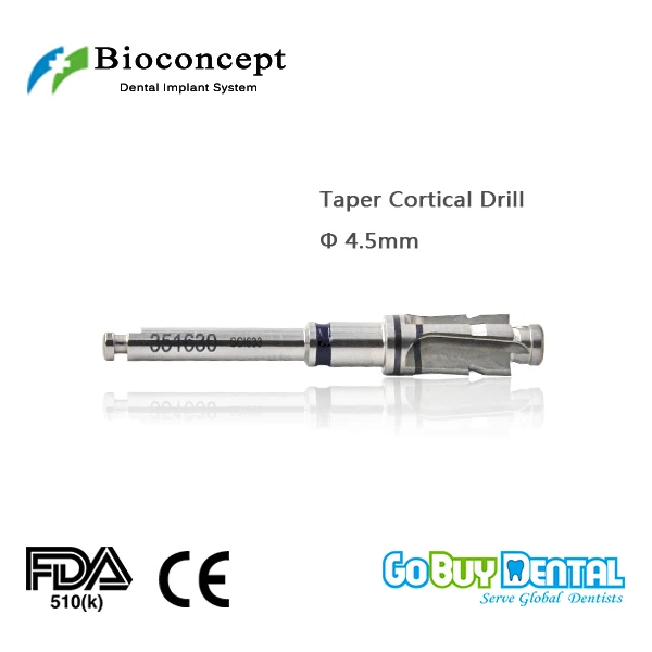 

Osstem TSIII&Hiossen ETIII Compatible Bioconcept BV Dental Instrument Taper Cortical Drill D 4.5mm (351630)