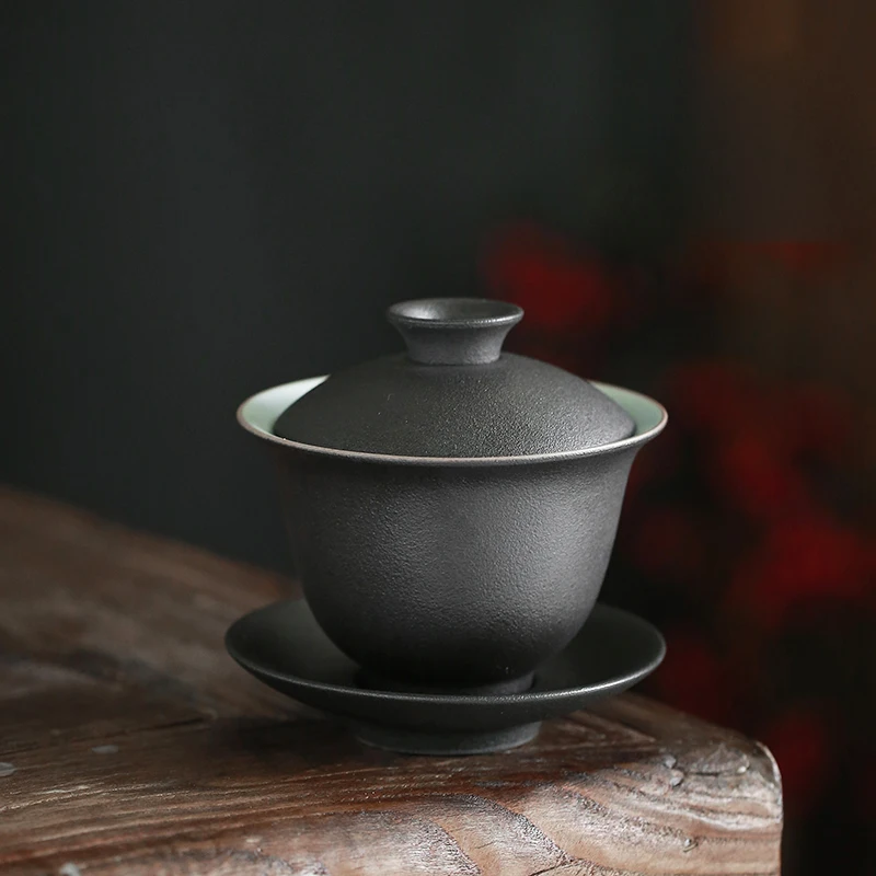 TANGPIN black crockery ceramic gaiwan tea cup chinese kung fu tea set drinkware 150ml